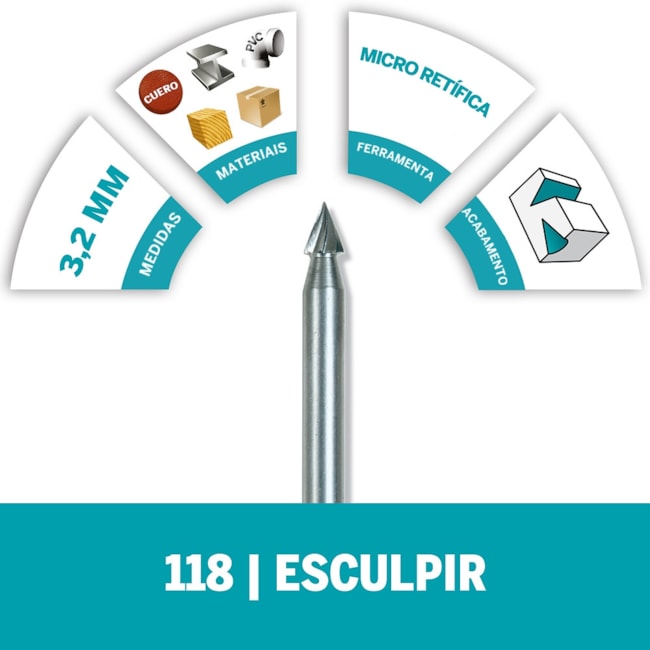 Escareador Cone 3,2mm para Gravar Micro Retífica de 118 2615000118 DREMEL-4a094e66-2870-4949-b2ac-4aaaaddf6357