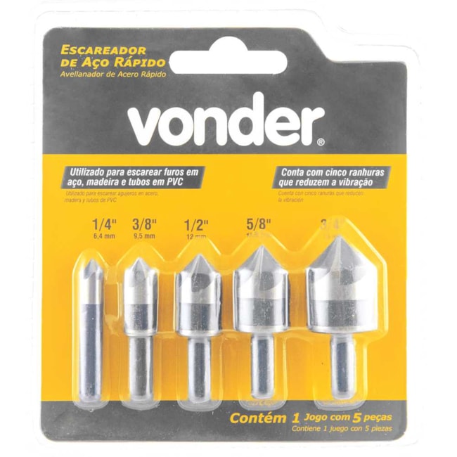 Escareador HP HSS 1/4'' 3/4'' 5 Peças 3599143400 VONDER-862951a7-977b-42fc-a0ce-fa469ebc2ec3
