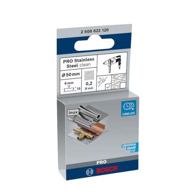 Escova de Aço PRO Stainless Steel Clean Ondulado Haste LTD 2