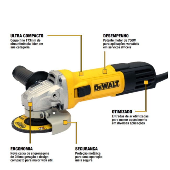 Esmerilhadeira Angular Ultra Compacta 4.1/2