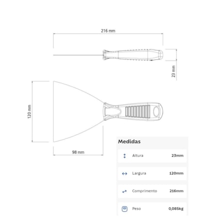 Espátula / Betumadeira Flexível Aço Cabo Plástico 12cm 77396125 TRAMONTINA-a3edfed5-b974-4075-9a68-74a5db9c6e39