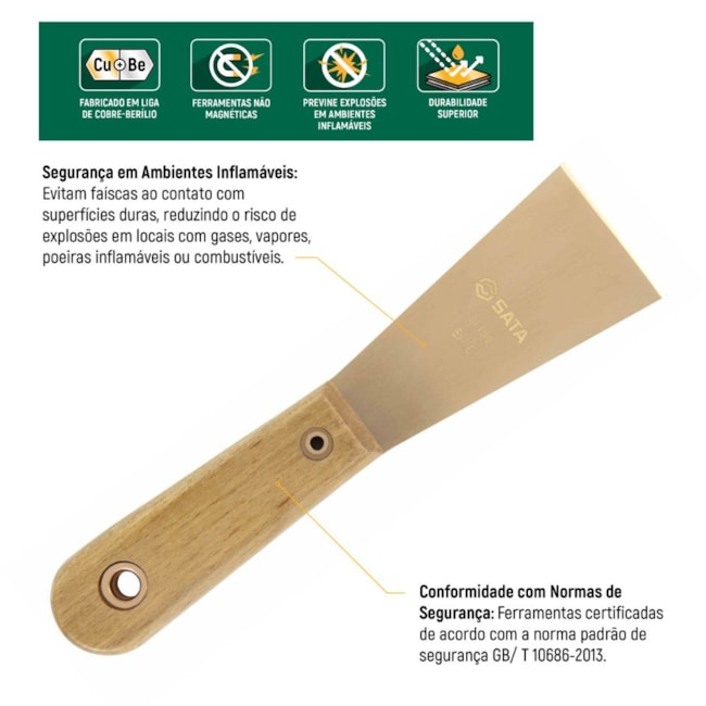 Espátula Cobre-Berílio 50 x 200mm Antifaíscante ST31197 SATA-52841204-b035-43b6-8a66-2b96e2c474ee