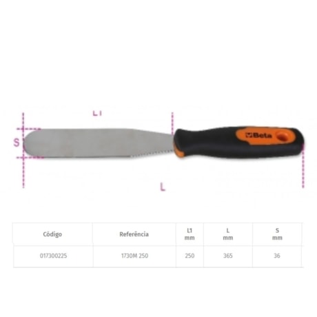 Espátula de Misturador Aço 250mm 1730M BETA-39ad4814-cffc-4a93-a4eb-d0178c666f51