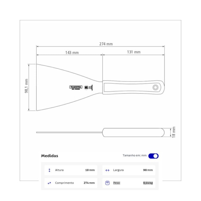 Espátula em Aço Inox e Cabo de Polipropileno Branco 4