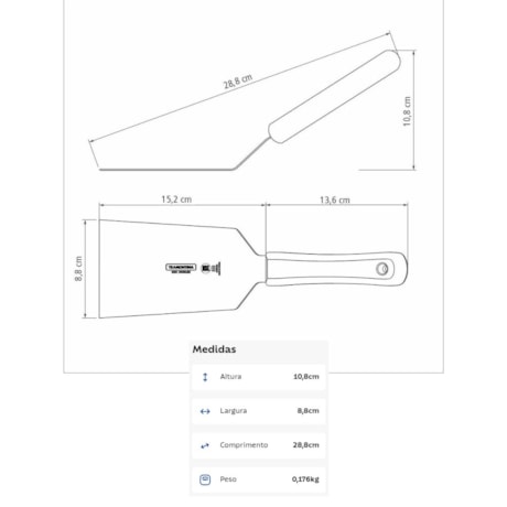 Espátula Inox para Frituras Cabo de Polipropileno Branco 6