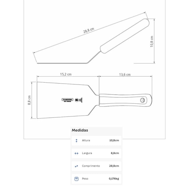 Espátula Inox para Frituras Cabo de Polipropileno Branco 6