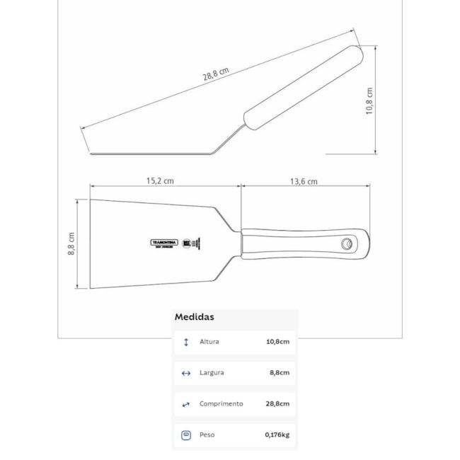 Espátula Inox para Frituras Cabo de Polipropileno Branco 6