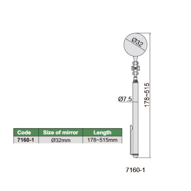Espelho para Inspeção com Cabo Telescópico 32mm 7160-1 INSIZE-55a58dd3-b6c2-4059-9c5a-70855fc5b18b