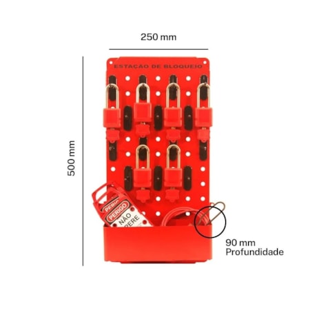 Estação de Bloqueio Aço 14 Ganchos EBA14 TAGOUT-2da3c691-fed5-4504-b9d7-e93ecce13de0