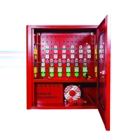Estação de Bloqueio Vermelho 30 Ganchos Tampa de Vidro EBAAG TAGOUT-712f62c1-cd08-4b8c-8e32-b1ff4dc87c49