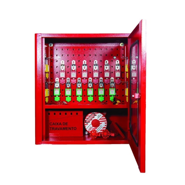 Estação de Bloqueio Vermelho 30 Ganchos Tampa de Vidro EBAAG TAGOUT-b60c2f5f-1923-4b83-aada-b5660a515231