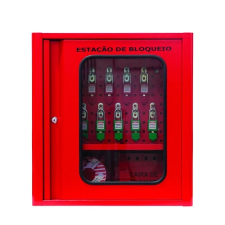 Estação de Bloqueio Vermelho 30 Ganchos Tampa de Vidro EBAAG TAGOUT-b2fc1faa-dad1-4015-b12b-570b13b5828b