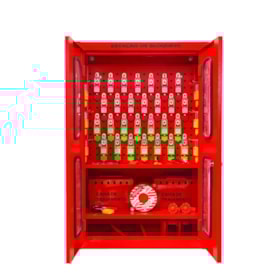 Estação de Bloqueio Vermelho 40 Ganchos Tampo de Vidro EBAAEXG TAGOUT