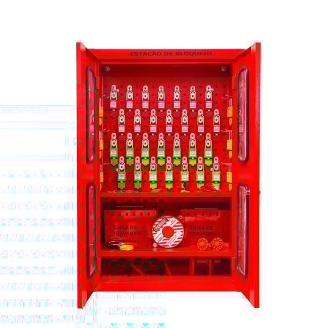 Estação de Bloqueio Vermelho 40 Ganchos Tampo de Vidro EBAAEXG TAGOUT-cb8a1218-150e-4736-b4e7-69446d3d39a5