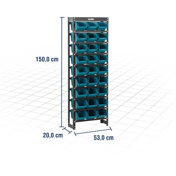 Estante Metálica 27/5 Azul 6127027511 VONDER-58f32865-347c-46b3-bcce-18f04a3967ad