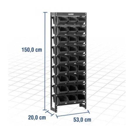 Estante Metálica com Gaveteiras Preta 1500x530x200 6127027571 VONDER-0a480303-fd60-4e55-a19c-c74a400a9347