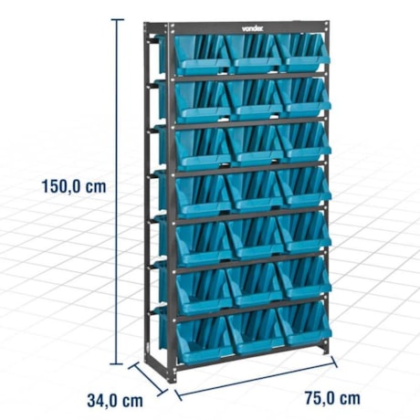 Estante Metálica com Gaveteiros 21/7 Azul 6127021711 VONDER-a2eab00b-1d95-41f3-afbd-765e6b4d79d8