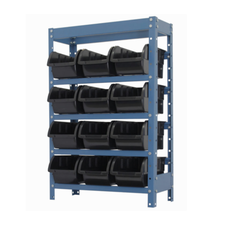 Estante Porta Componentes com 12 Caixas Preto NE12/5P NOCRAM-960c320e-1d1c-4cdd-853e-107f073809e4