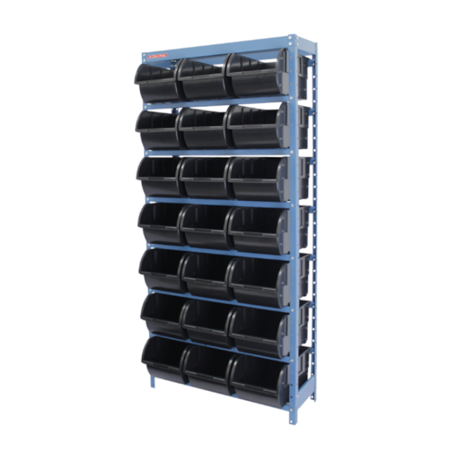 Estante Porta Componentes com 21 Caixas Preto NE21/7P NOCRAM-80a425fc-b984-46b4-9667-e29c319f17ec