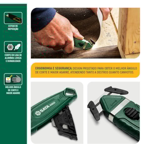 Estilete Bico de Pato Alumínio Lâmina Oculta ST93622 SATA-23665b7e-32a3-4bdb-9ef4-d7f31bc38d4b