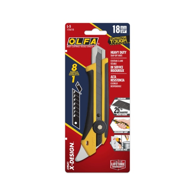 Estilete de Segurança 18mm Retrátil Plástico Emborrachado L-5 OLFA-efd6b76c-90be-4cba-af40-4e82a7fcf77a