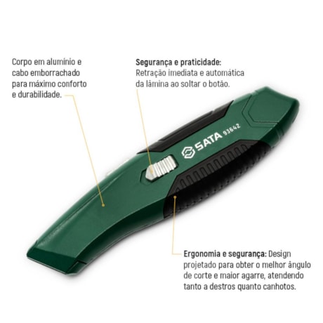 Estilete de Segurança Auto Retrátil Trapezoidal ST93642 SATA-60691560-dfd4-4053-acde-7ac2b50e50b6