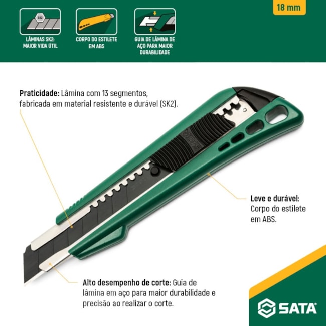 Estilete Retrátil 18mm Trapezoidal ST93422A SATA-e4b1f454-6f3a-40dc-a192-247f2d678165
