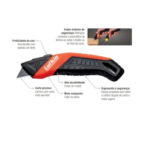 Estilete Trapezoidal Retrátil com Lâmina 18mm ETS001L LUFKIN-8724ffb1-b833-4241-b461-0b1e40ee3c07