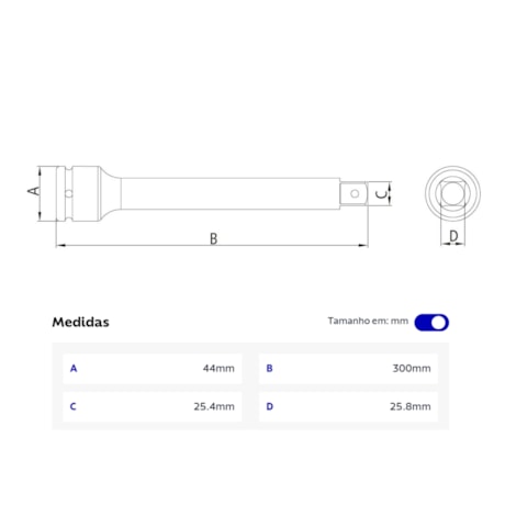 Extensão de Impacto Encaixe 3/4