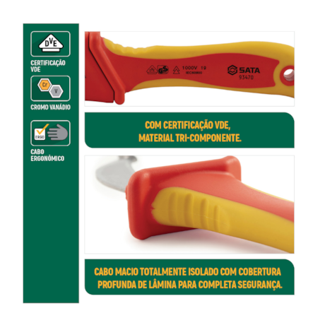 Faca Desencapadora de Cabos Curva Isolada 140mm 1000V VDE ST93470SC SATA-c25ad2b5-a64b-4932-8295-ad11f8be32c1