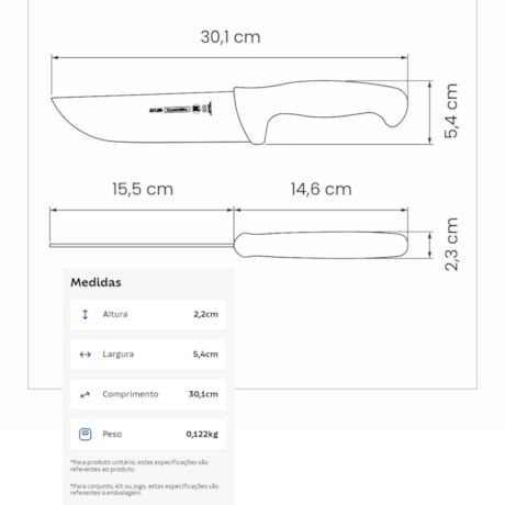 Faca para Carne Profissional Inox 6