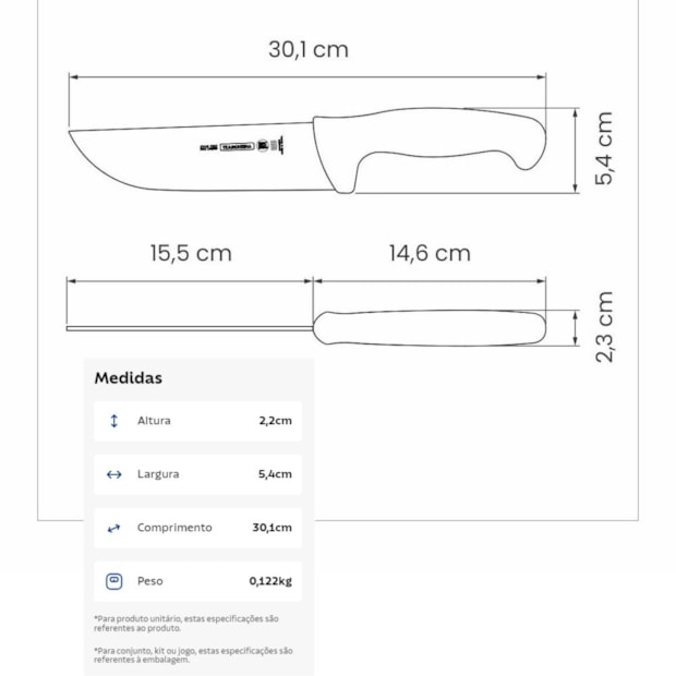 Faca para Carne Profissional Inox 6