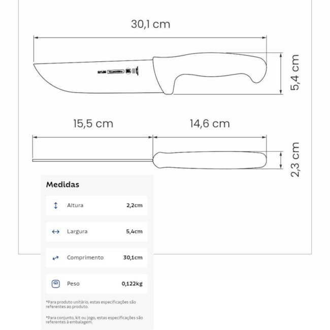 Faca para Carne Profissional Inox 6