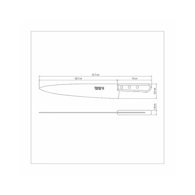 Faca Peixeira com Lâmina em Aço Carbono com Cabo de Madeira 12