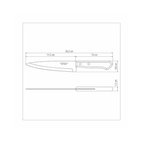 Faca Peixeira Dynamic com Lâmina em Aço Inox Cabo de Madeira Natural 7