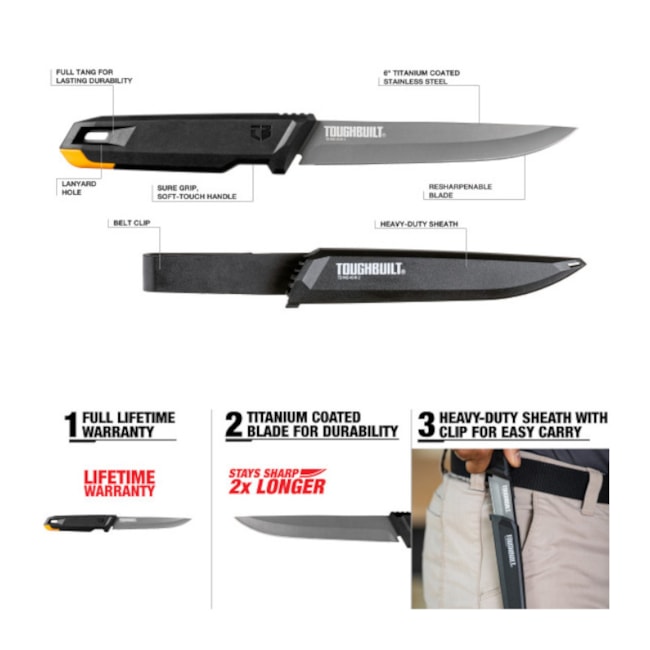 Faca Profissional 6'' com Bainha TB-H4S-40-IK-2 TOUGHBUILT-53593b0e-fbbb-4e2d-9b6a-72c75512506d