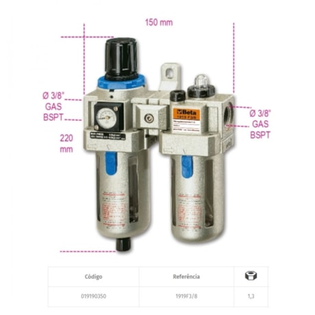 Filtro Regulador Lubrificador 3/8