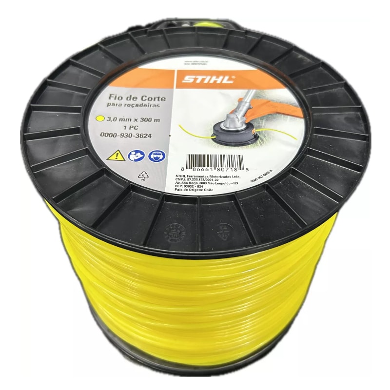 Fio de Nylon Amarelo 3.0mm x 300 Metros para Roçadeira 0000-930