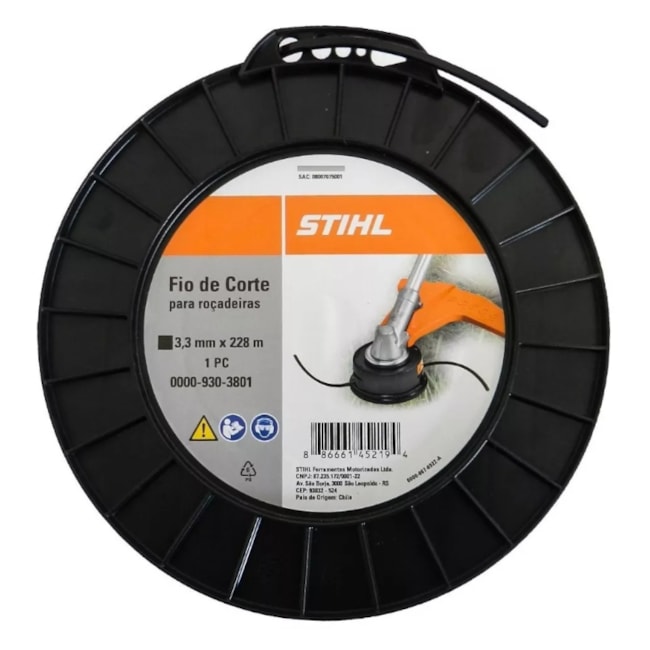 Fio de Nylon Quadrado Preto 3.3mm x 228 Metros para Roçadeira 0000-930-3801 STIHL-d6be754b-f48a-4229-9197-6a0e79363284