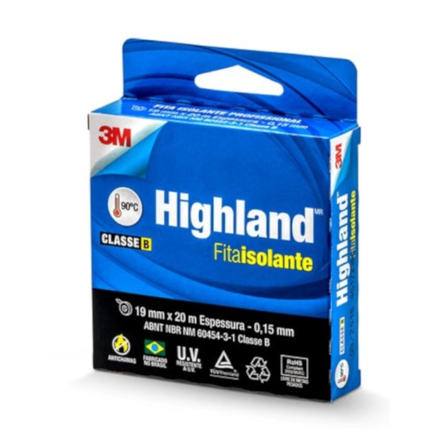Fita Adesiva Isolante 19mm x 20m HIGHLAND 3M-5c818908-6da7-4c18-9bc2-e02972f1373f