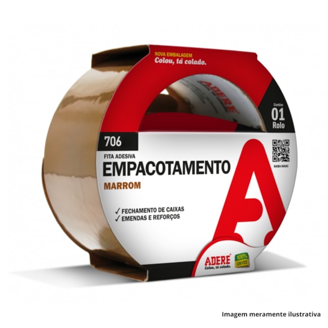 Fita de Empacotamento Marrom 45mm x 40m 706 ADERE-50c4cef2-2214-4f7b-9dd7-7cd76670a222