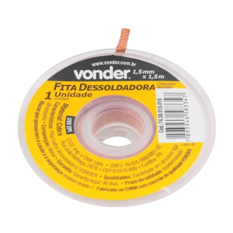 Fita de Malha Dessoldadora 1.5mm x 1.5m 7438015015 VONDER