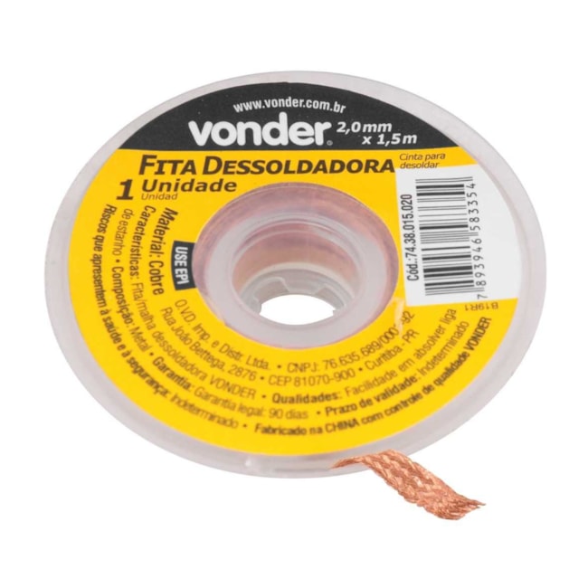 Fita de Malha Dessoldadora 2.0mm x 1.5m 7438015020 VONDER-f62ab151-7869-4257-9ef9-ea471412b8e5