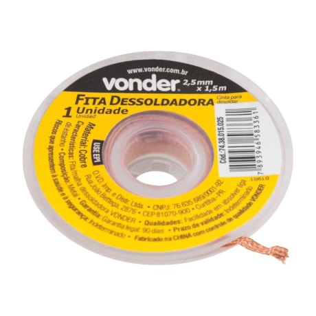 Fita de Malha Dessoldadora 2.5mm x 1.5m 7438015025 VONDER