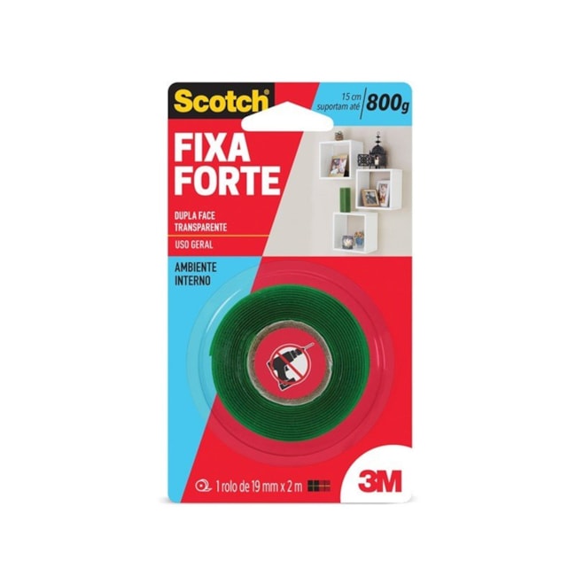 Fita Dupla Face Transparente 19mm x 2m Fixa Forte VHB HB004419881 3M-53d21896-3989-4865-8032-dd35bc21dc7c