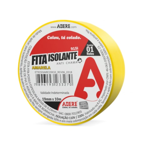 Fita Isolante 19mm X 10m Amarela 915I ADERE -06038208-0c03-46d9-9ed4-0be4b138cdd2