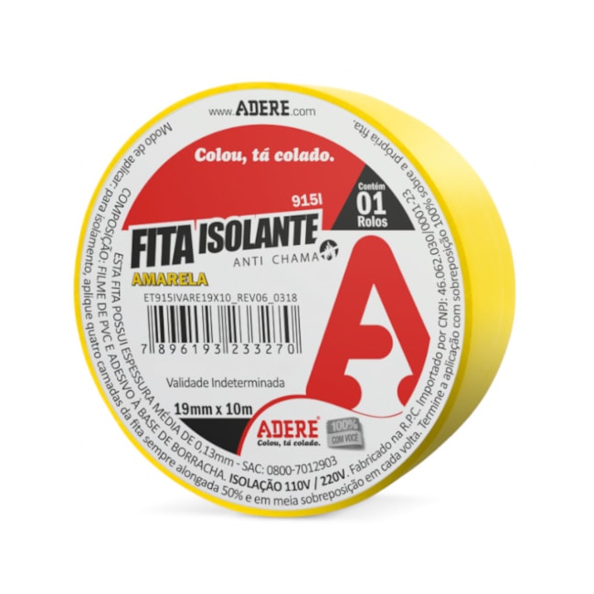 Fita Isolante 19mm X 10m Amarela 915I ADERE -37eddbcf-1346-4540-b5a2-d66fa1a0652f