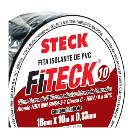 Fita Isolante Fiteck 18mm x 10m SFT1310 STECK-16e0bfc0-9b07-4c39-b374-ed49d40b0c8e