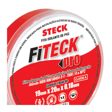 Fita Isolante Fiteck Pro 19mm x 20m SFT1820 STECK-78fadffa-c7af-45cc-b2ce-faed363c1d89