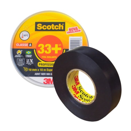 Fita Isolante Preta 19mm x 10m 33+ SCOTCH 3M-e1405422-2ee2-494b-96d3-1b9e10baafe2